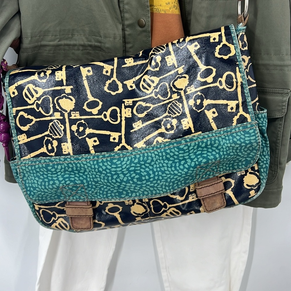 Fossil Key-Per Coated Canvas, Large Crossbody Key… - image 3